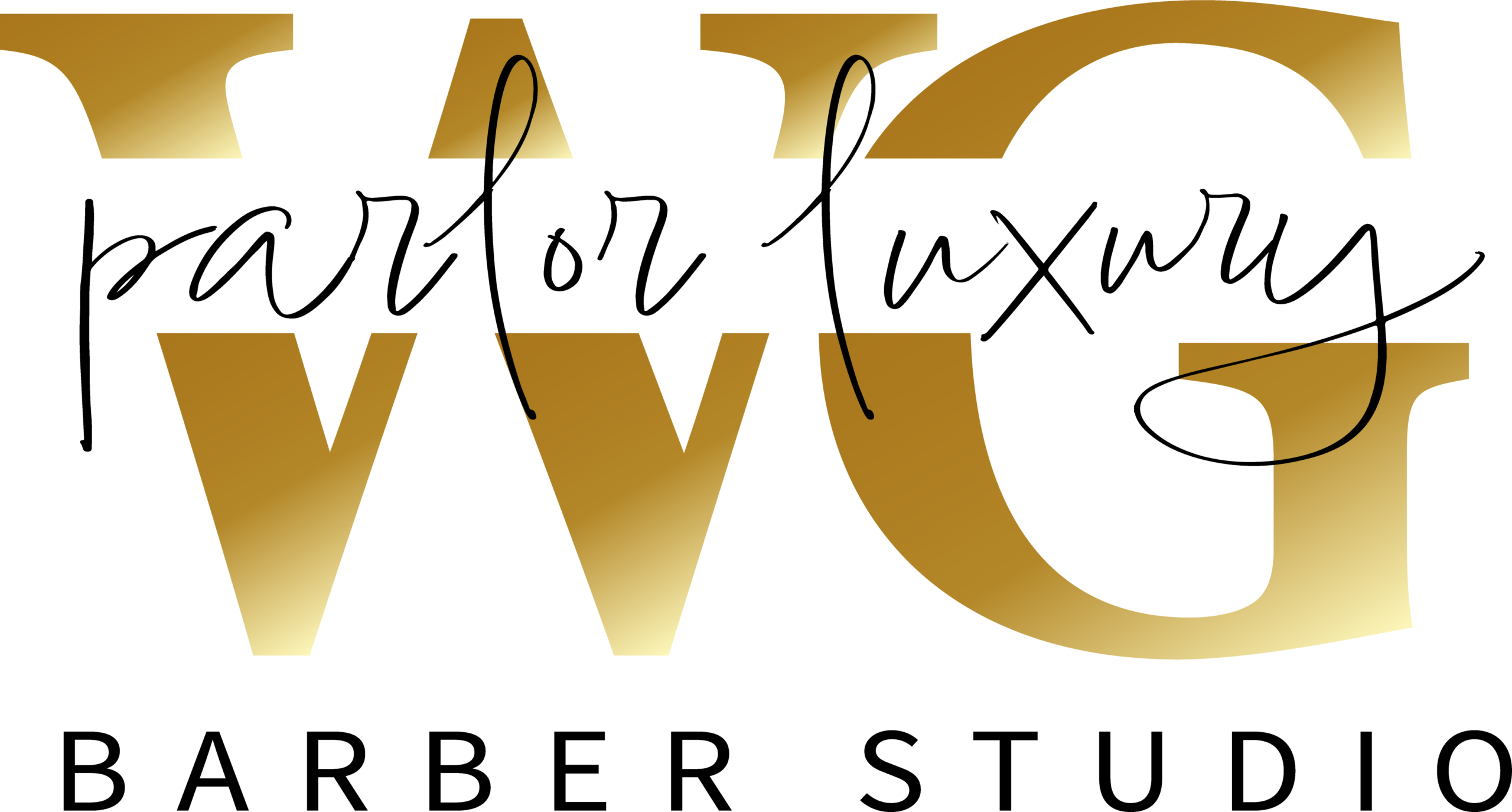 WG Parlor Luxury Barbershop logo in gold, black, and white